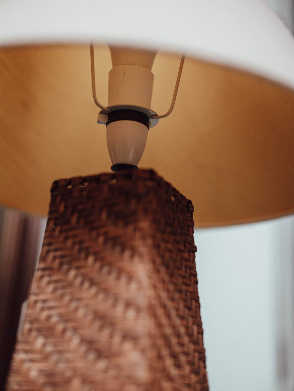Vintage Woven Cane Table Lamp