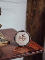 Miniature Brass Framed Floral Embroidery