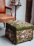 Vintage Screenprinted Floral Footstool on Castors