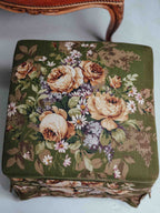 Vintage Screenprinted Floral Footstool on Castors