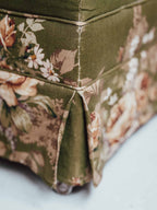 Vintage Screenprinted Floral Footstool on Castors