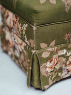 Vintage Screenprinted Floral Footstool on Castors