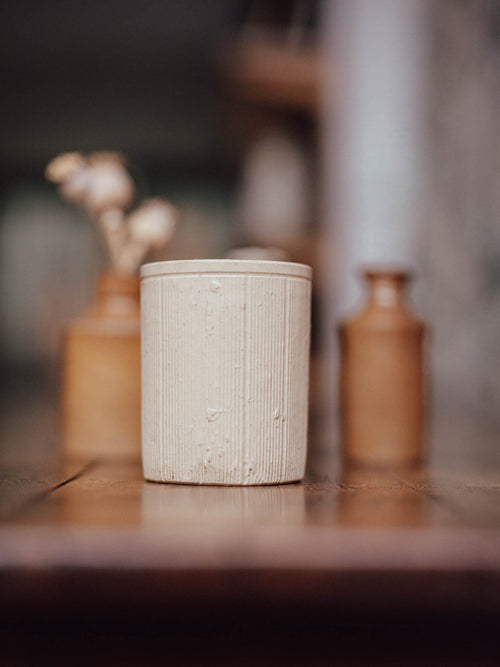 Ribbed Cream Stoneware Jam Pot