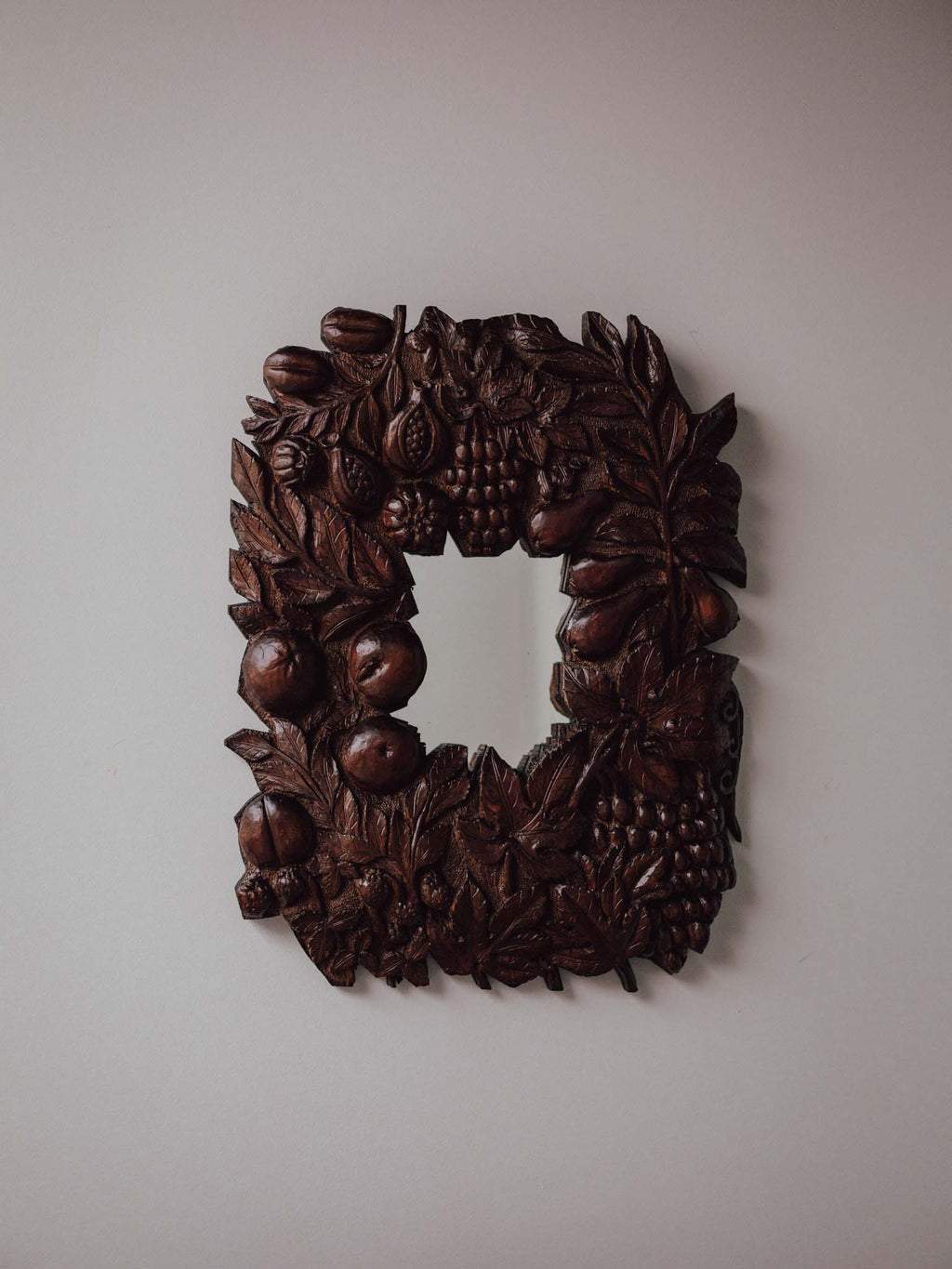 Vintage Carved Kauri Fruit and Vine Mirror