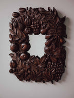 Vintage Carved Kauri Fruit and Vine Mirror