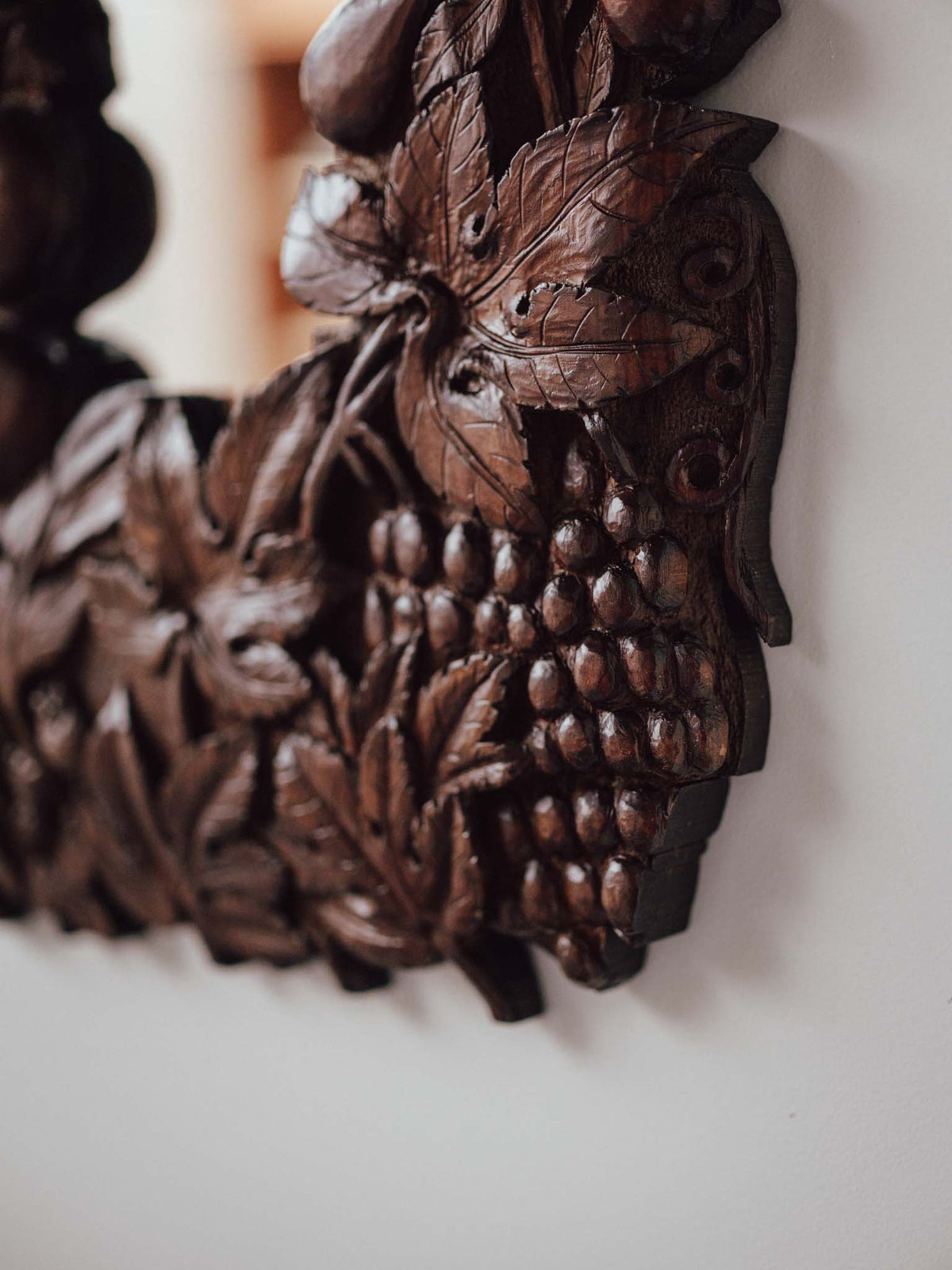 Vintage Carved Kauri Fruit and Vine Mirror