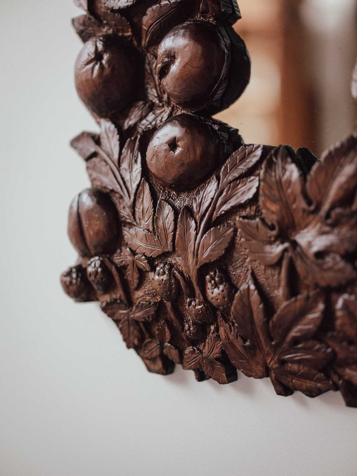 Vintage Carved Kauri Fruit and Vine Mirror