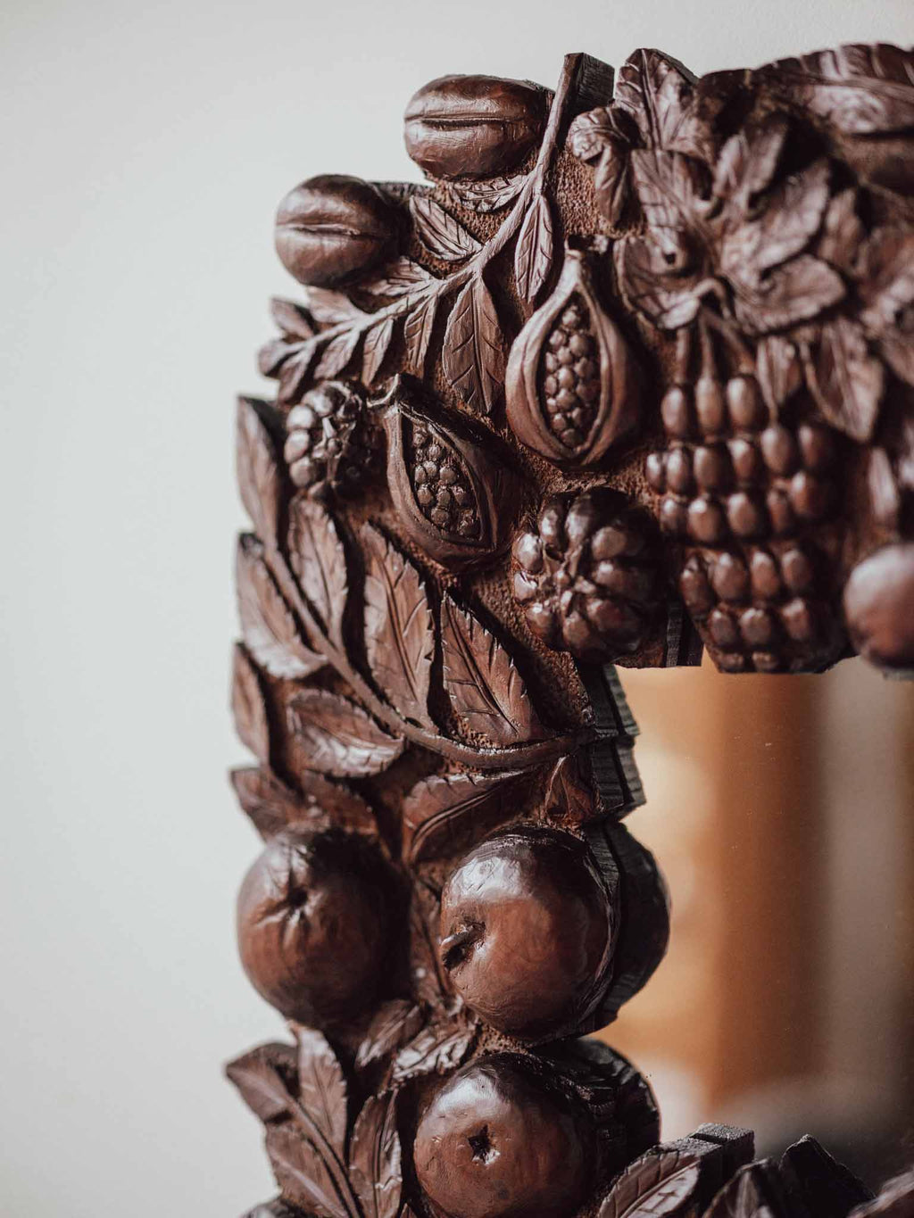 Vintage Carved Kauri Fruit and Vine Mirror