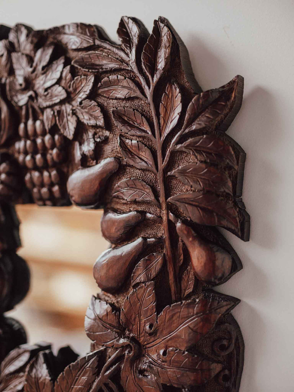 Vintage Carved Kauri Fruit and Vine Mirror