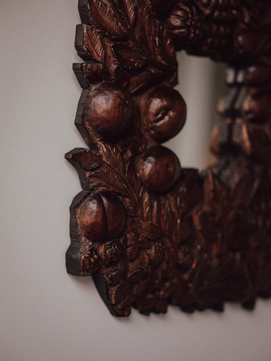 Vintage Carved Kauri Fruit and Vine Mirror