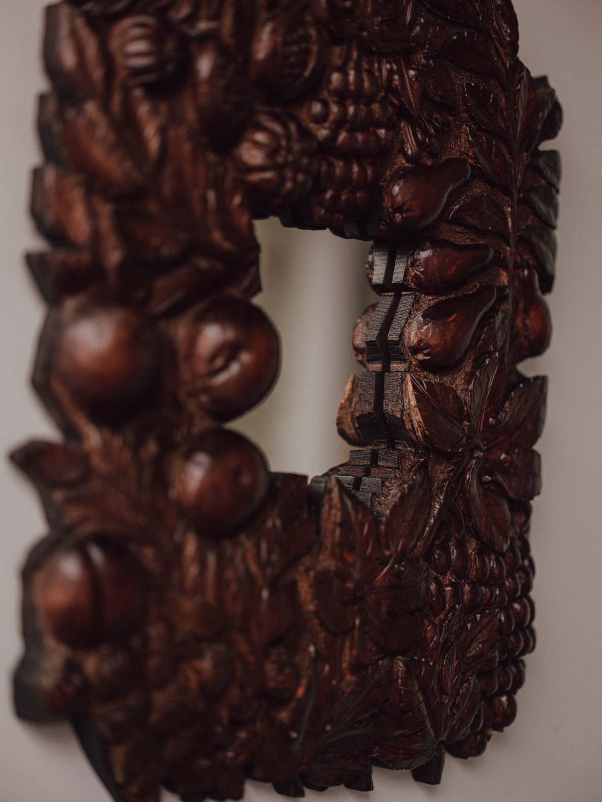 Vintage Carved Kauri Fruit and Vine Mirror