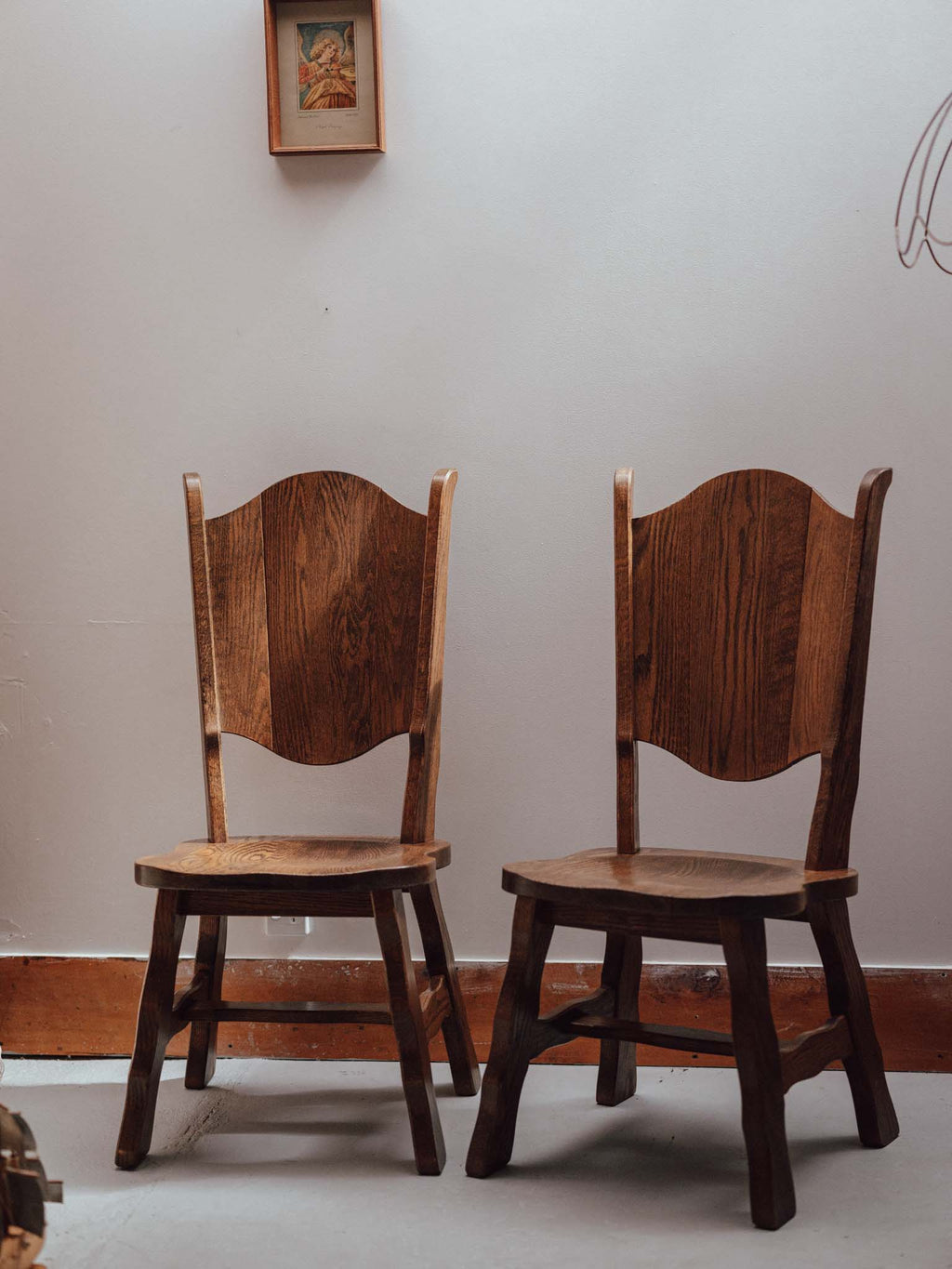 Brutalist Oak Side Chairs