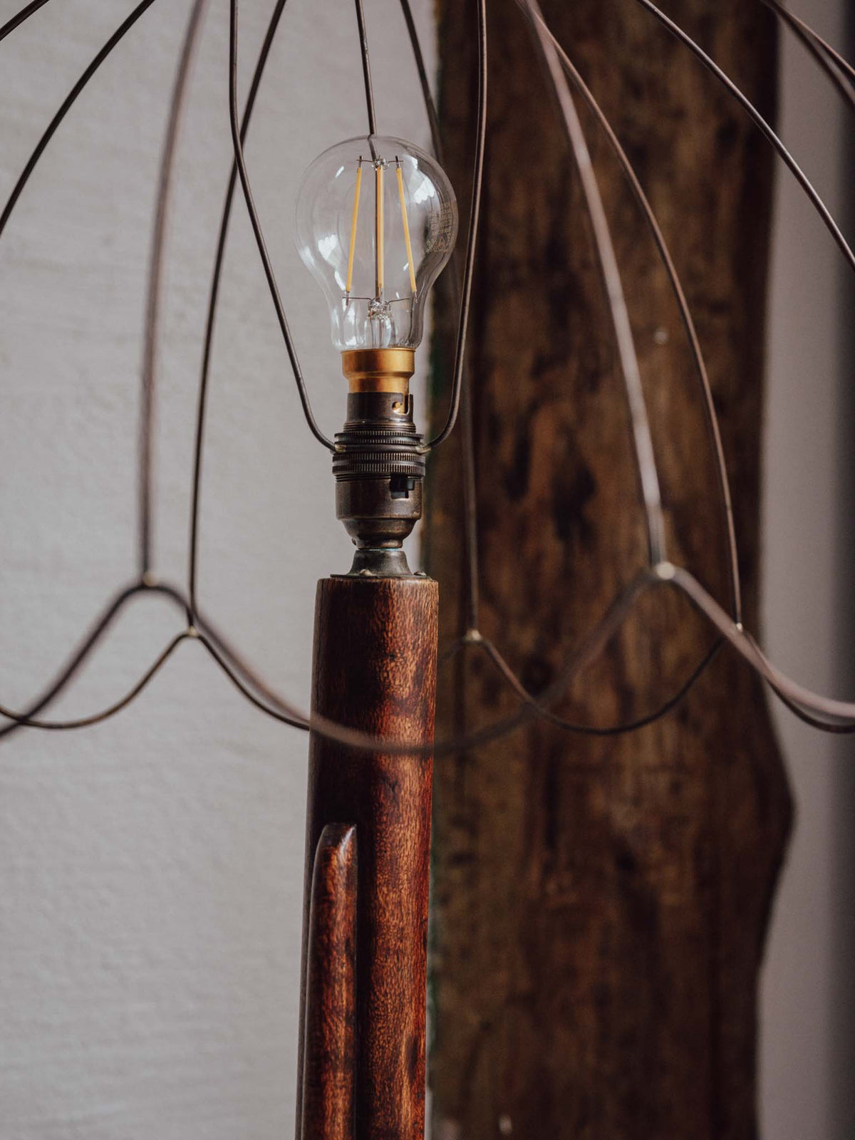 Handmade Standard Lamp with Copper Wire Shade