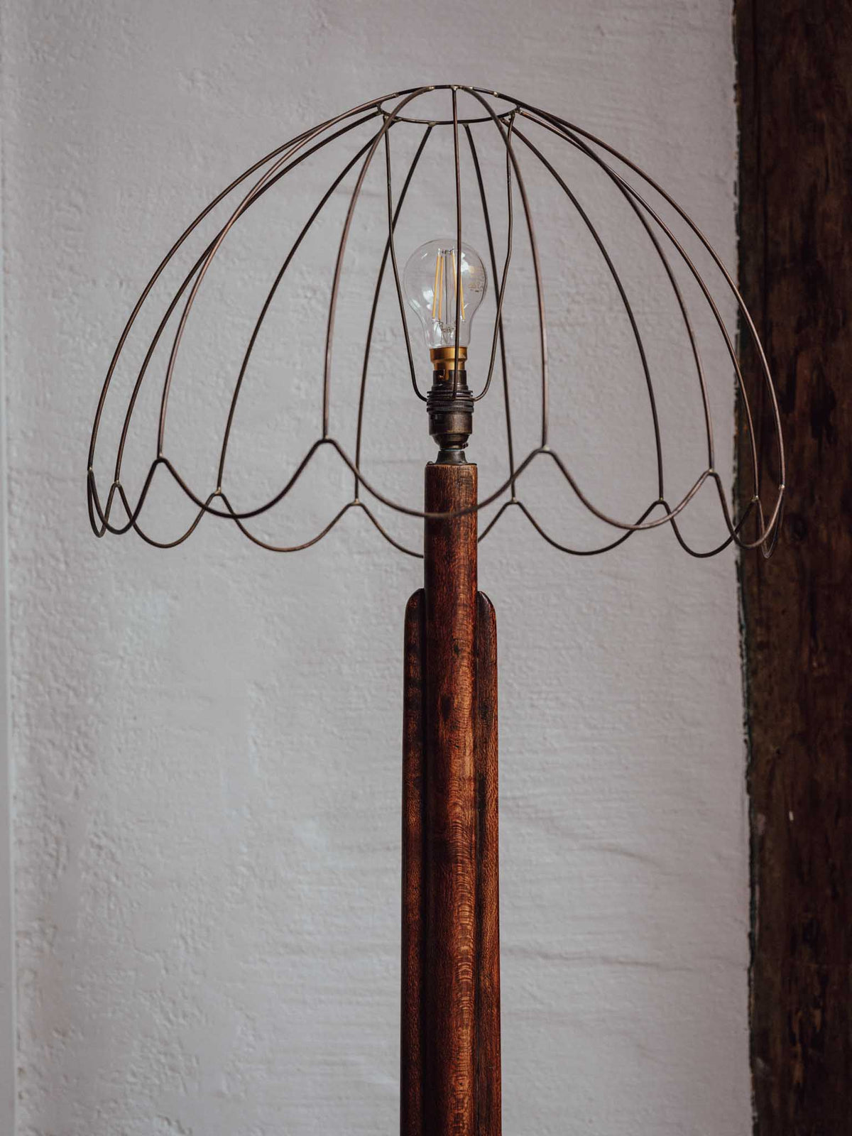 Handmade Standard Lamp with Copper Wire Shade