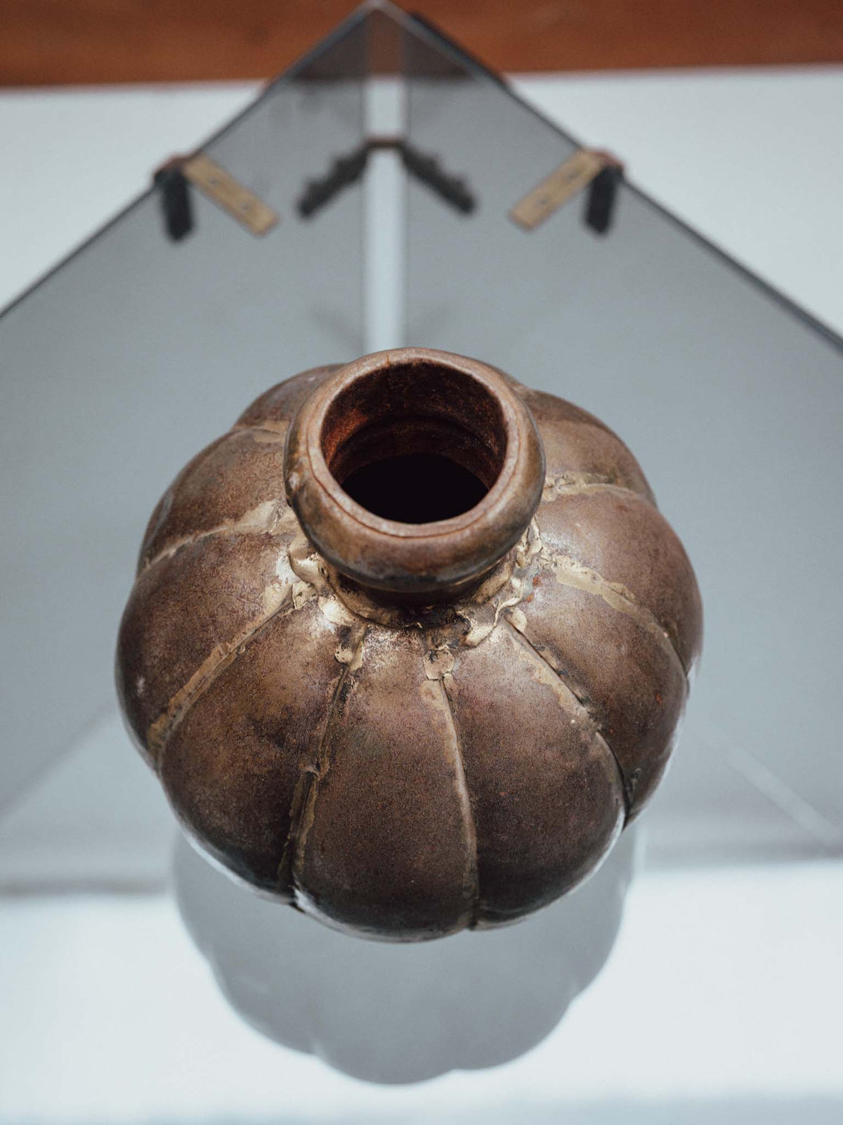 Vintage Indian Melon Form Metal Vase