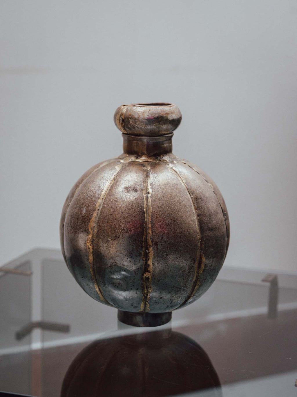 Vintage Indian Melon Form Metal Vase