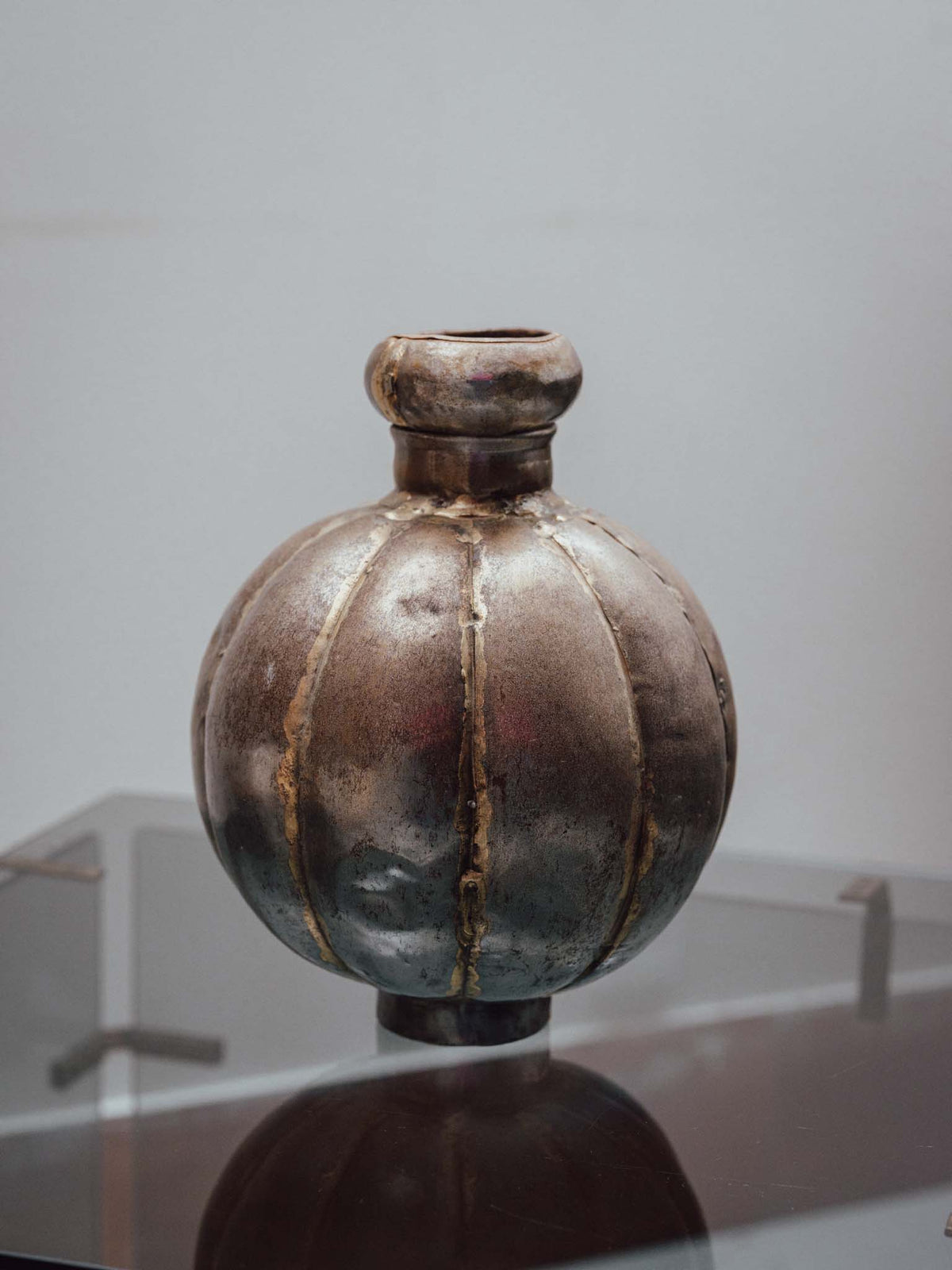 Vintage Indian Melon Form Metal Vase