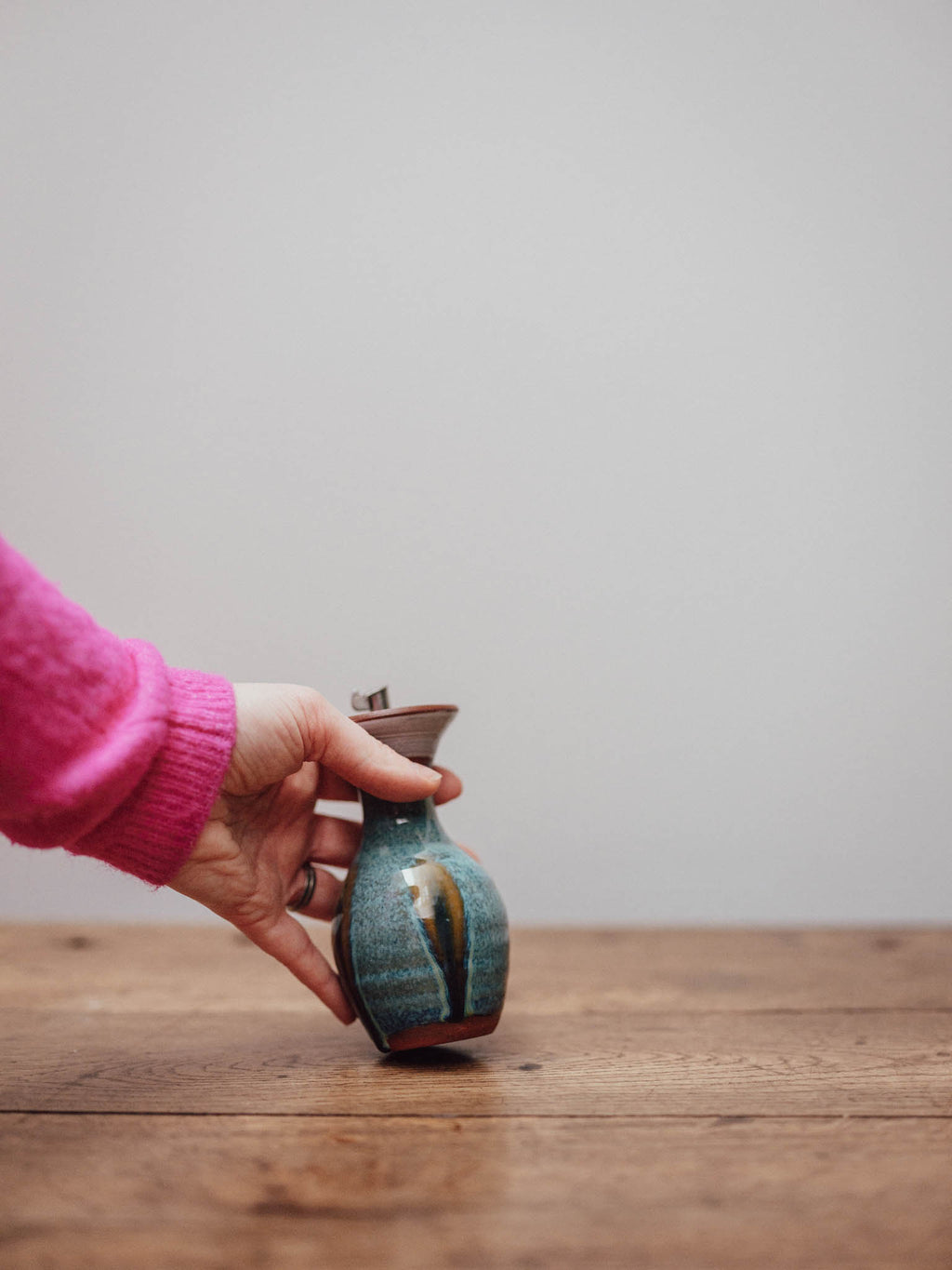 Hand Thrown Studio Pottery Oil Bottle