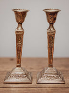 Pair of Victorian Neoclassical Brass Candlesticks