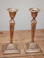 Pair of Victorian Neoclassical Brass Candlesticks