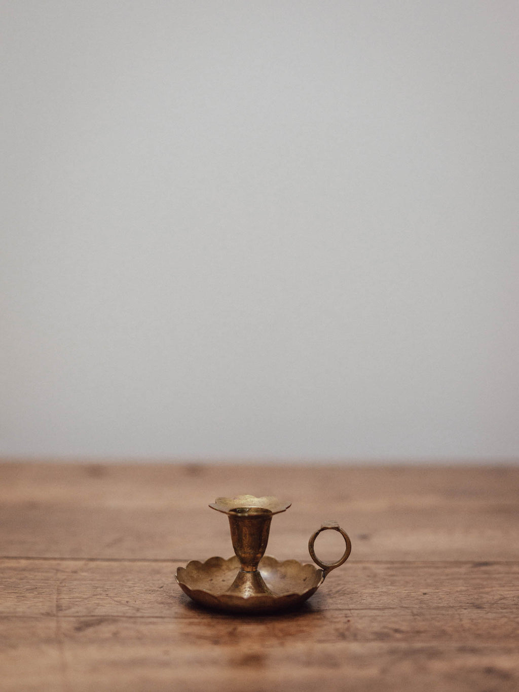 Brass Chamberstick with Scalloped Tray