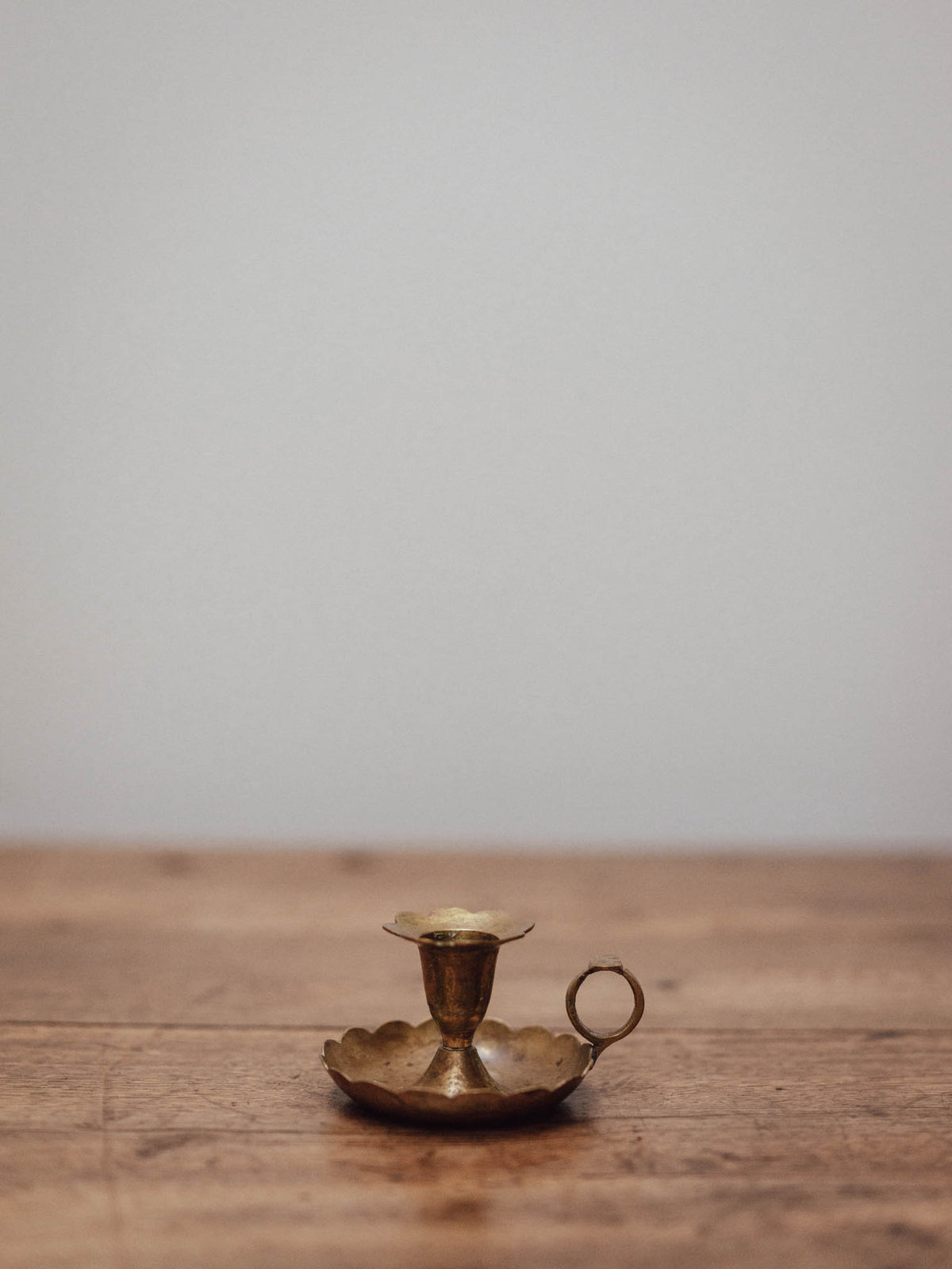 Brass Chamberstick with Scalloped Tray