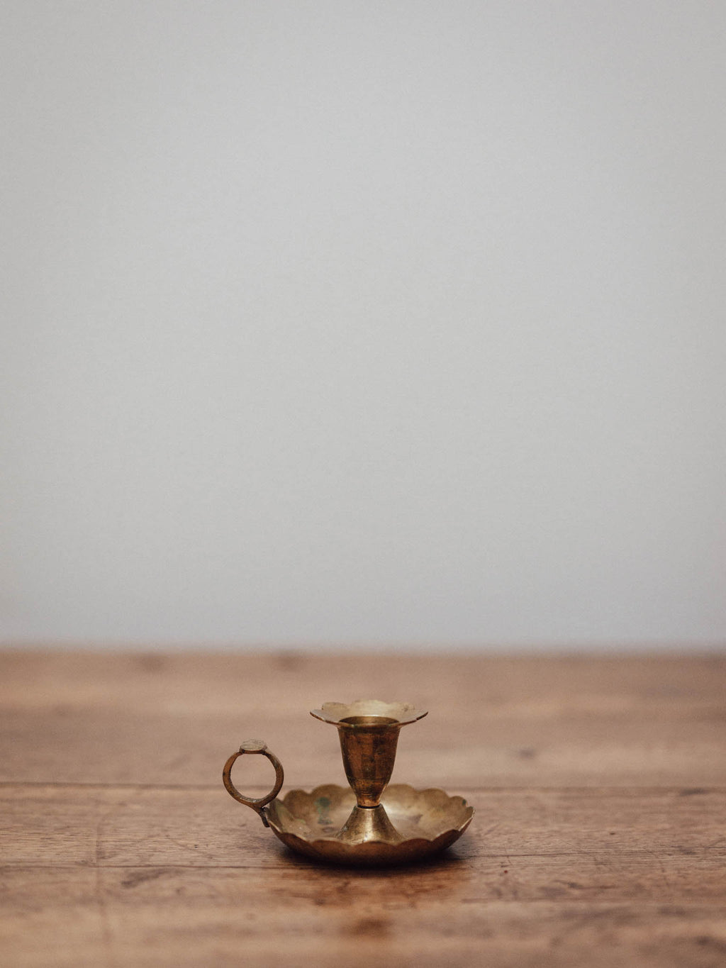 Brass Chamberstick with Scalloped Tray