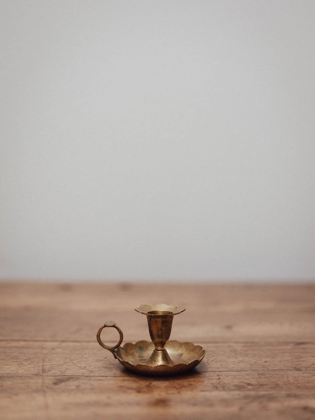 Brass Chamberstick with Scalloped Tray