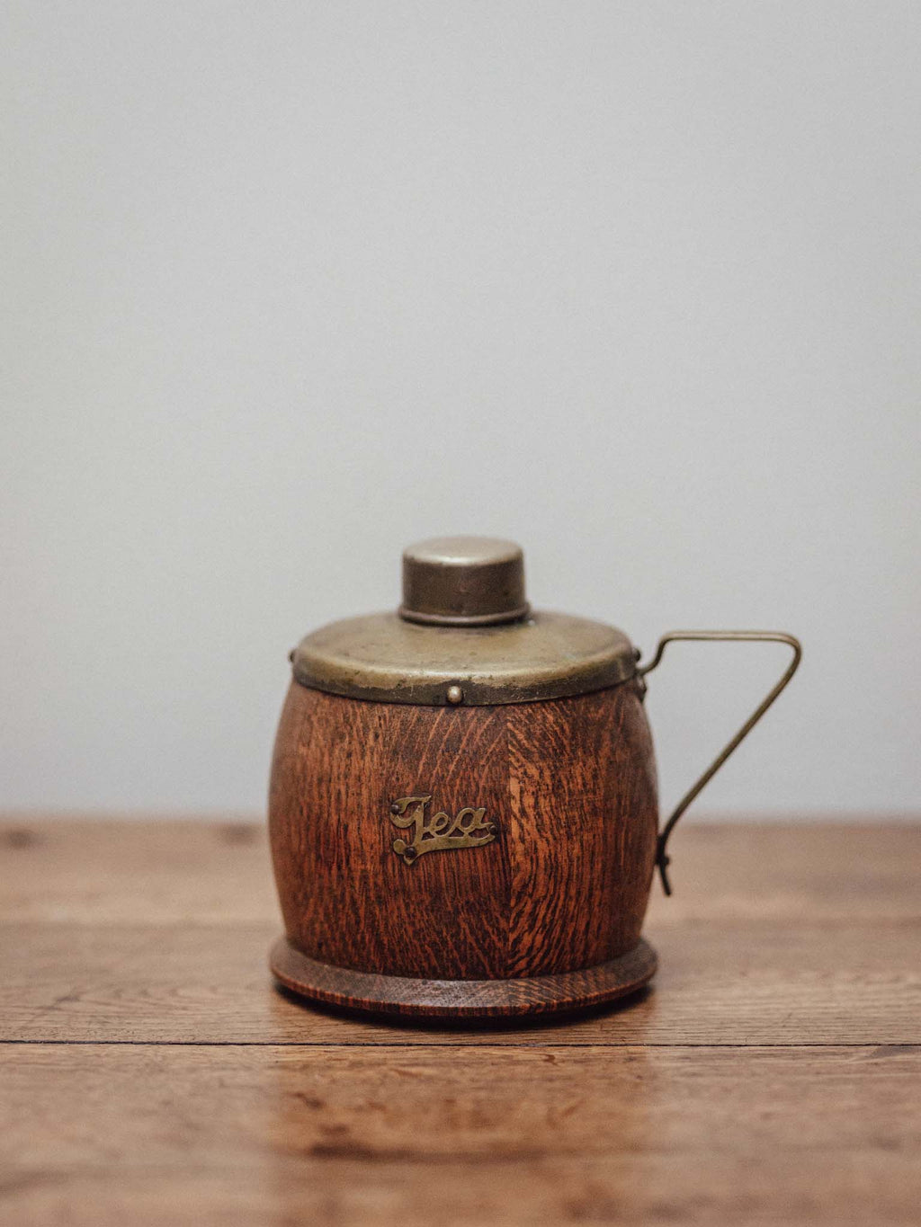 Antique English Oak and Brass Loose Leaf Tea Caddy