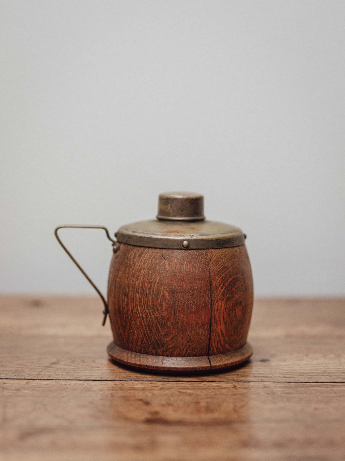 Antique English Oak and Brass Loose Leaf Tea Caddy