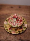Sarreguemines Majolica Strawberry Jam Pot
