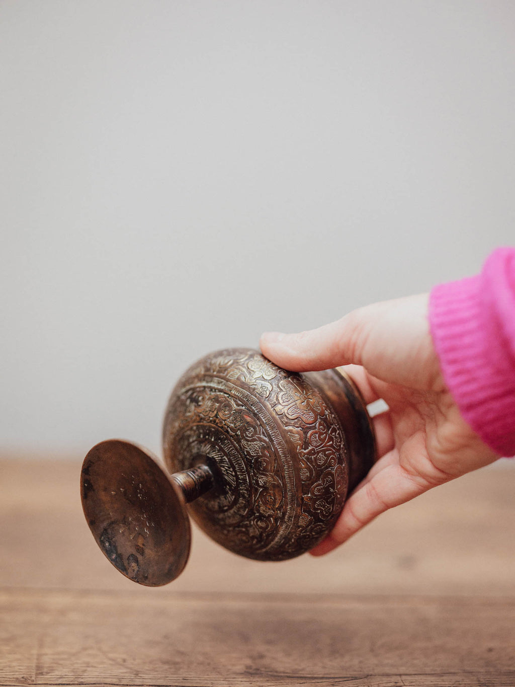 Vintage Engraved Pedestal Bowl