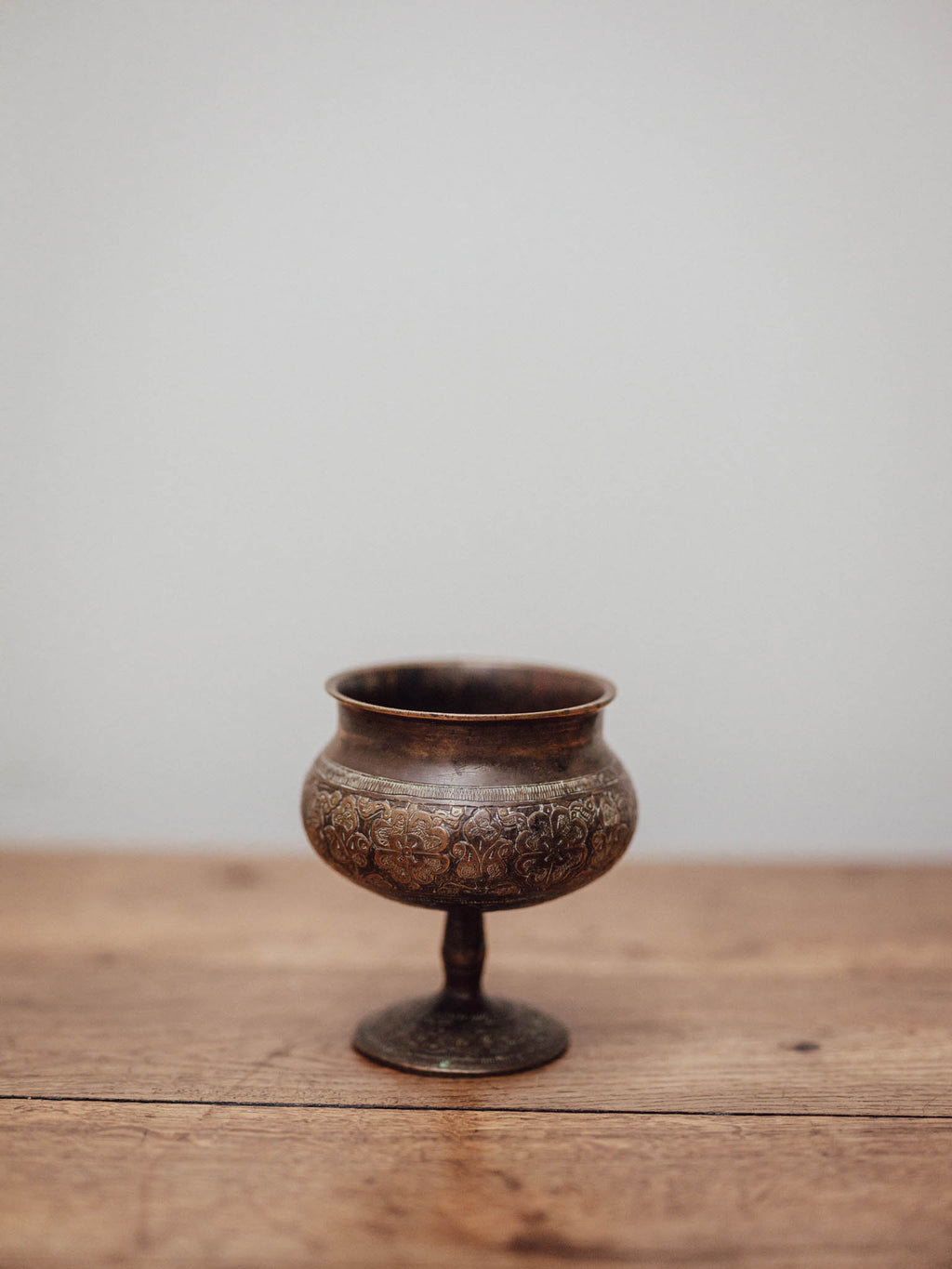 Vintage Engraved Pedestal Bowl