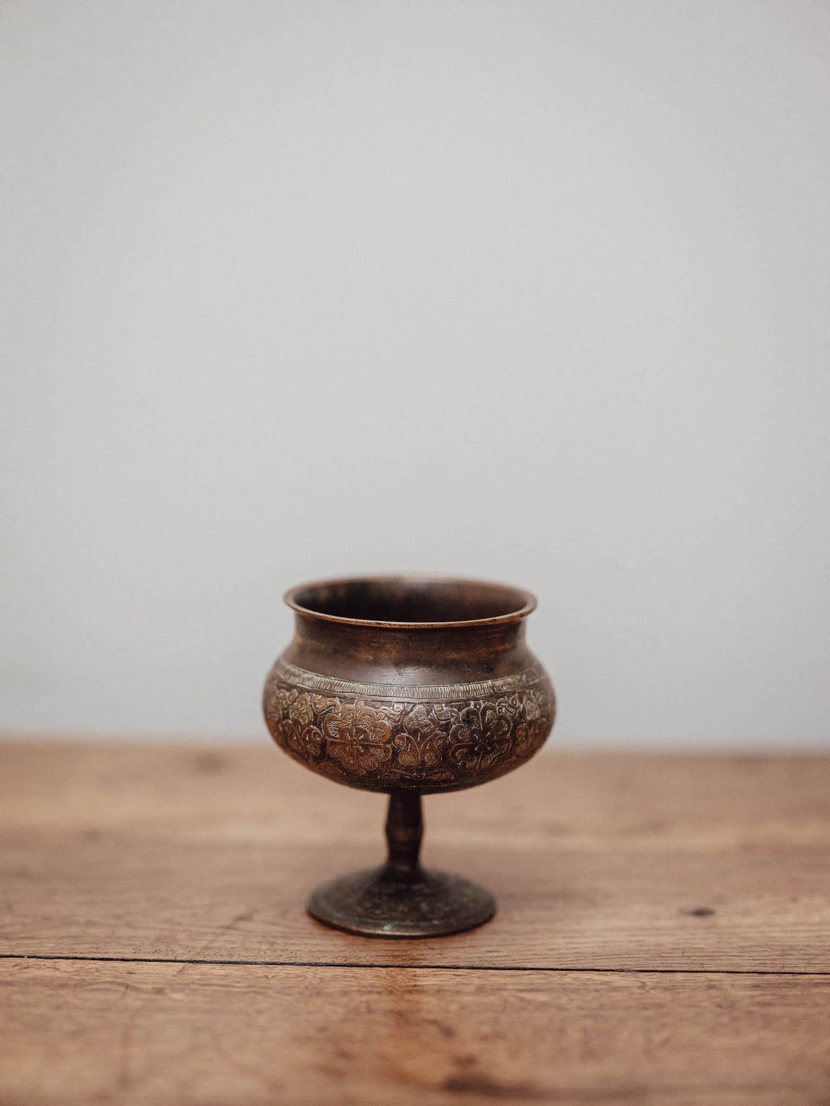 Vintage Engraved Pedestal Bowl