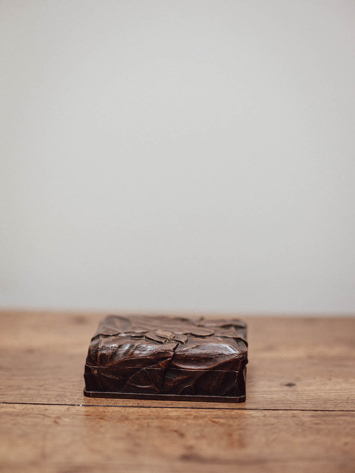 Carved Wooden Lotus Trinket Box