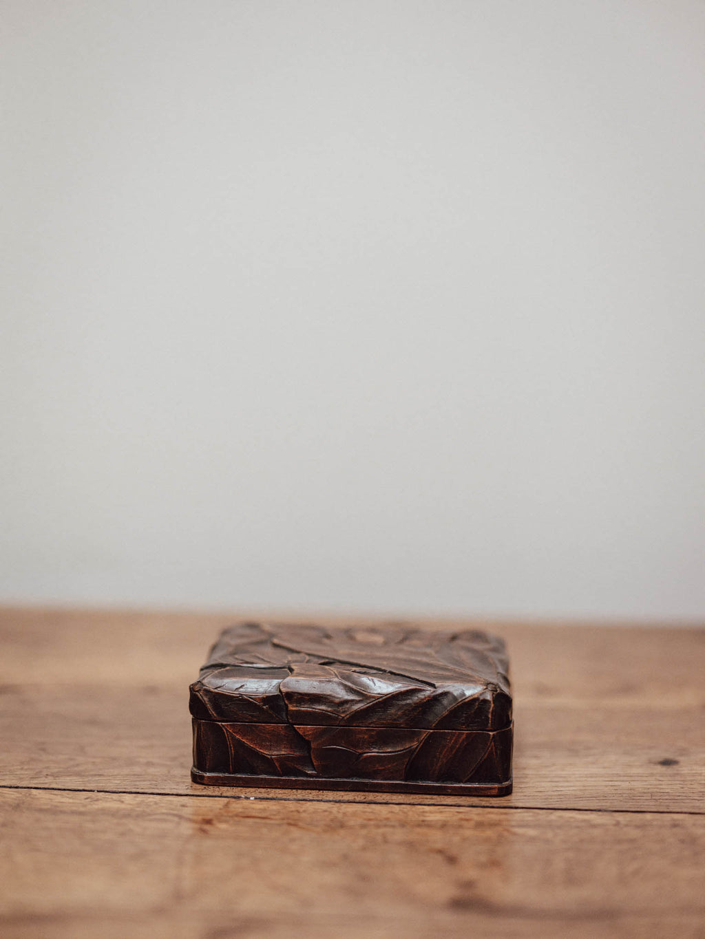 Carved Wooden Lotus Trinket Box