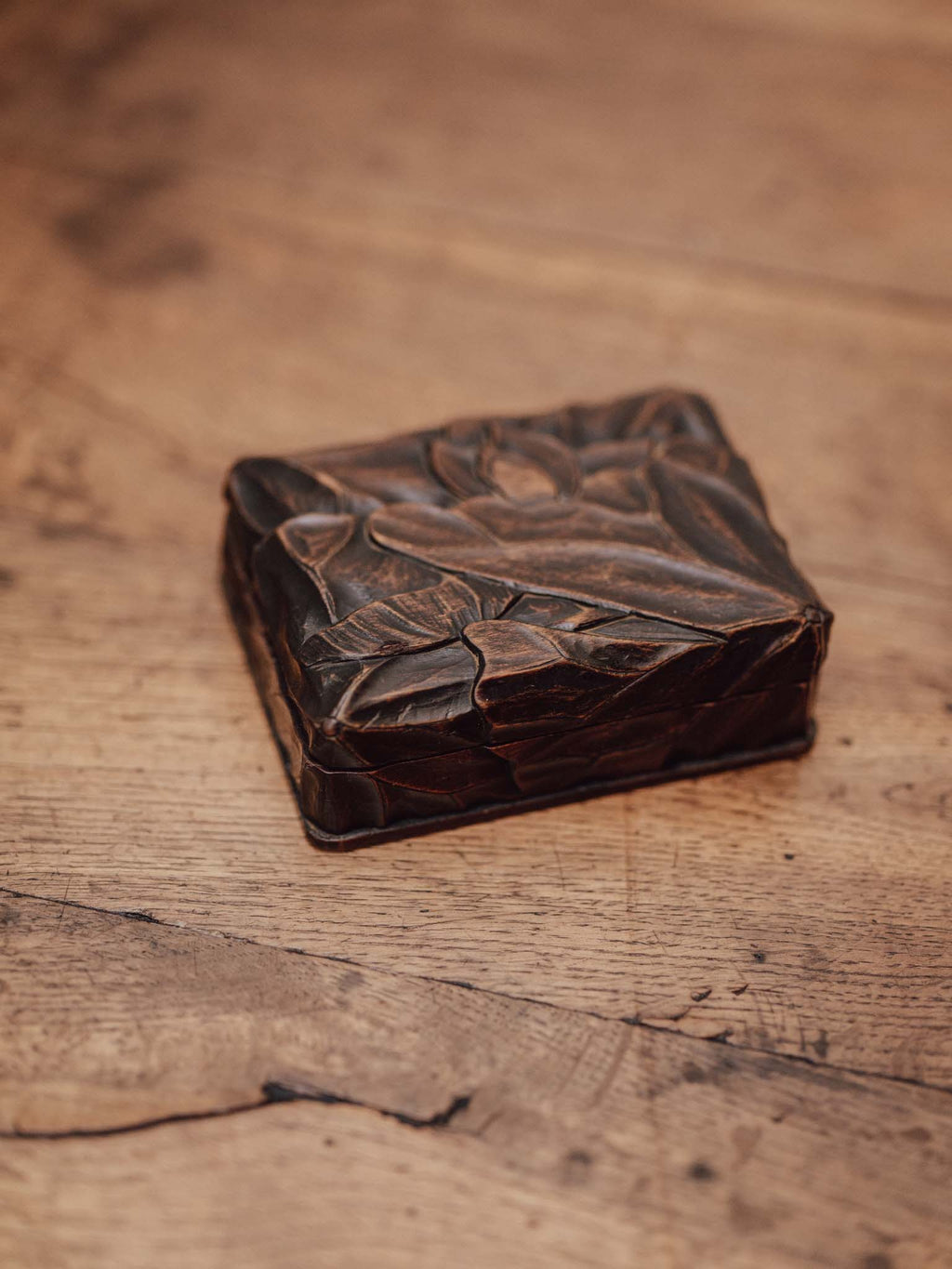 Carved Wooden Lotus Trinket Box