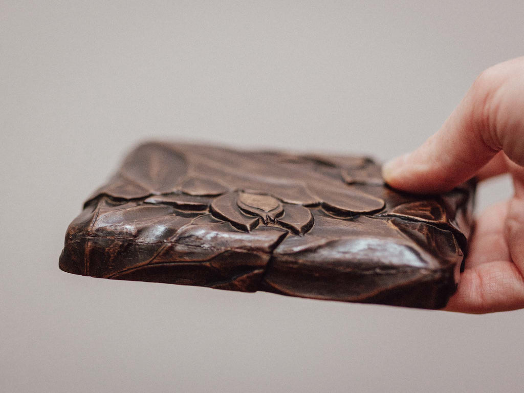 Carved Wooden Lotus Trinket Box