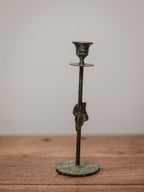 Verdigris Brass Shell Candlestick