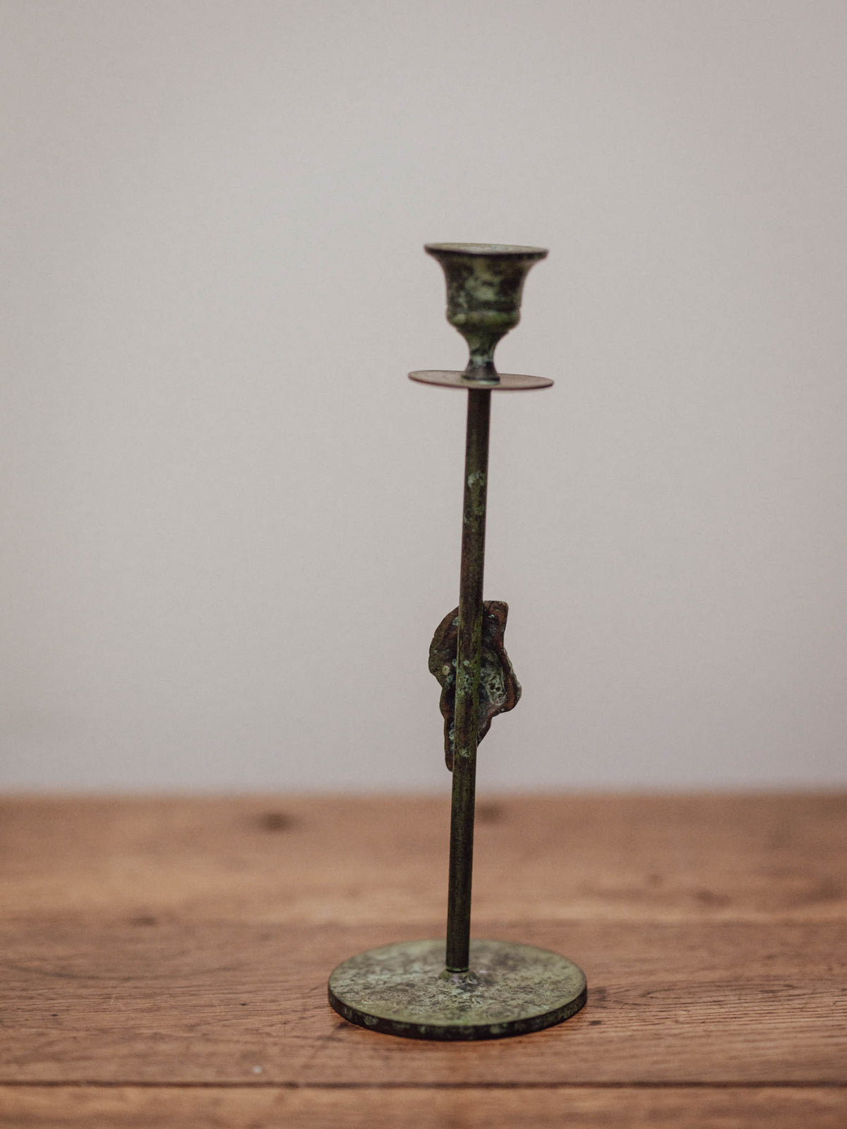 Verdigris Brass Shell Candlestick