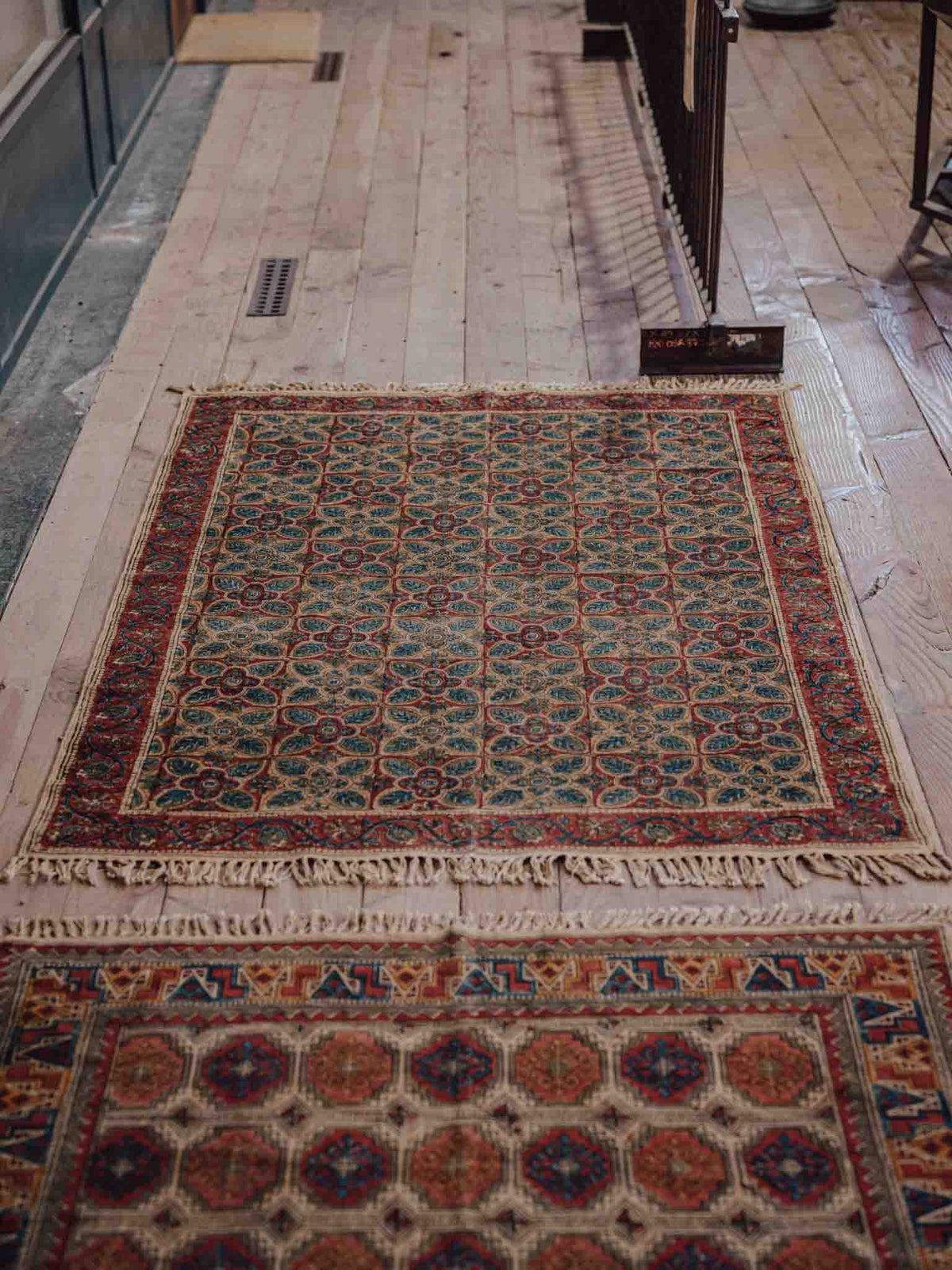 Floral Lattice Printed Cotton Rug