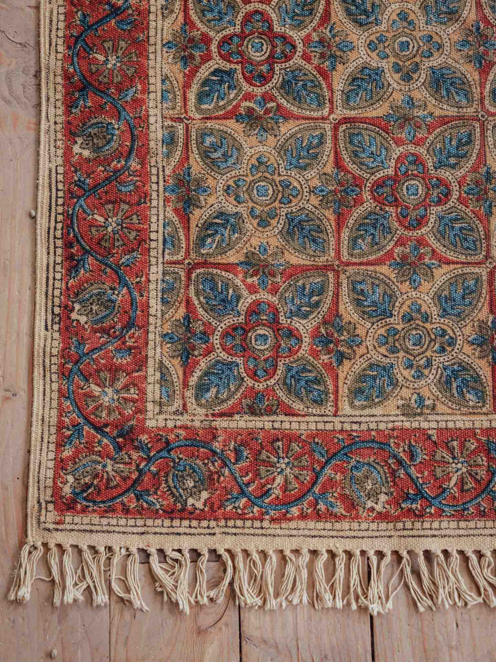Floral Lattice Printed Cotton Rug