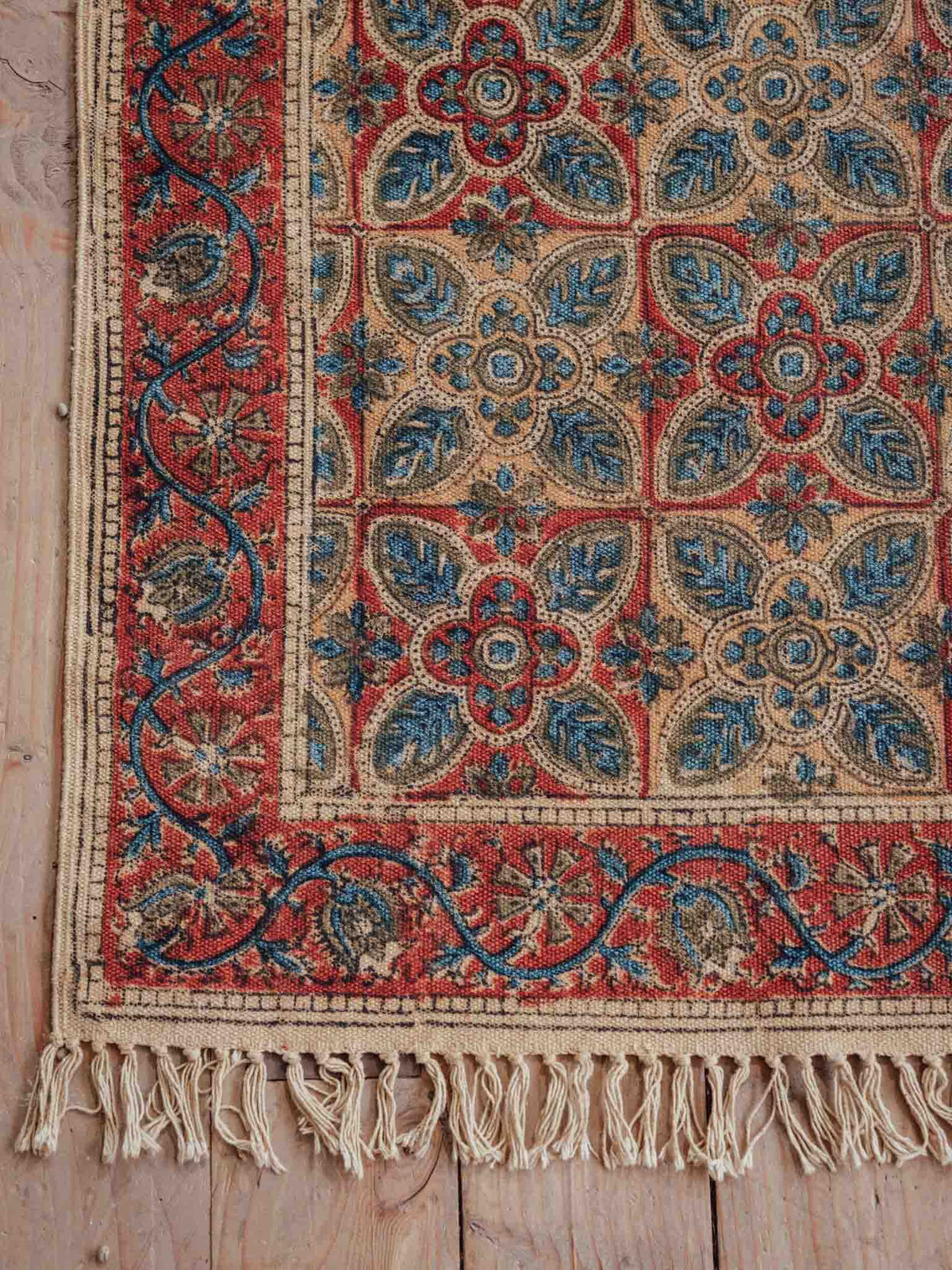 Floral Lattice Printed Cotton Rug