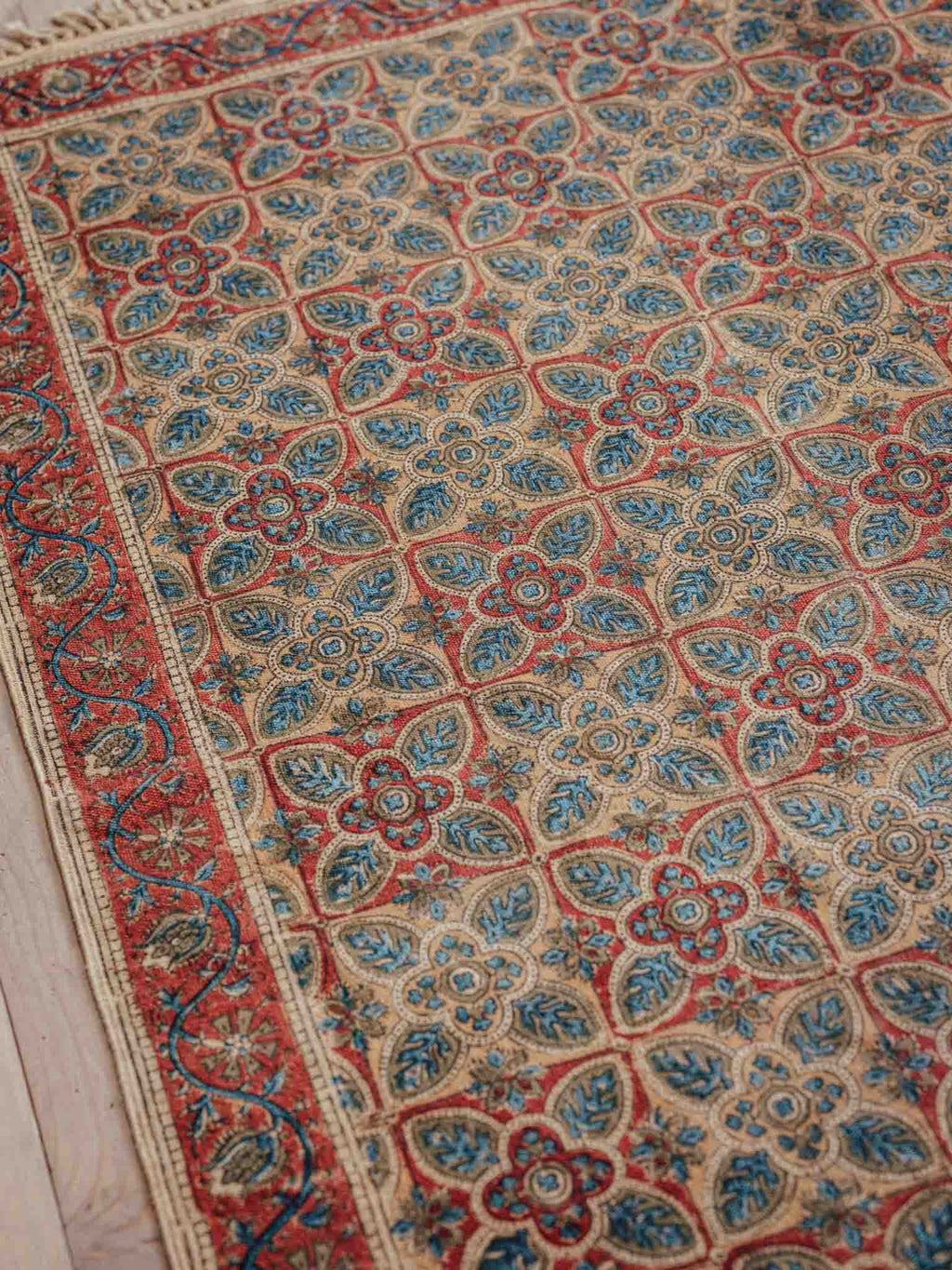 Floral Lattice Printed Cotton Rug