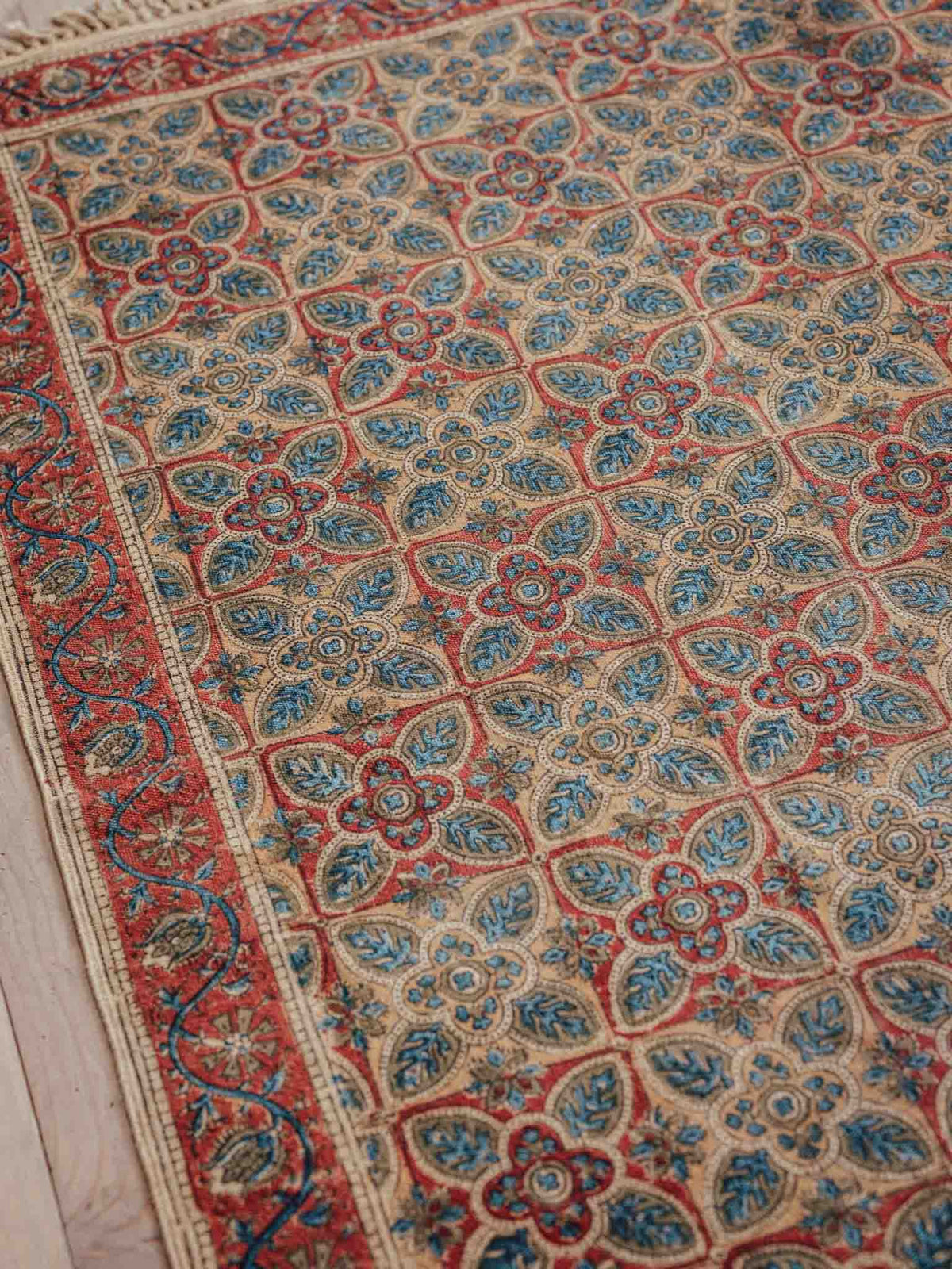 Floral Lattice Printed Cotton Rug