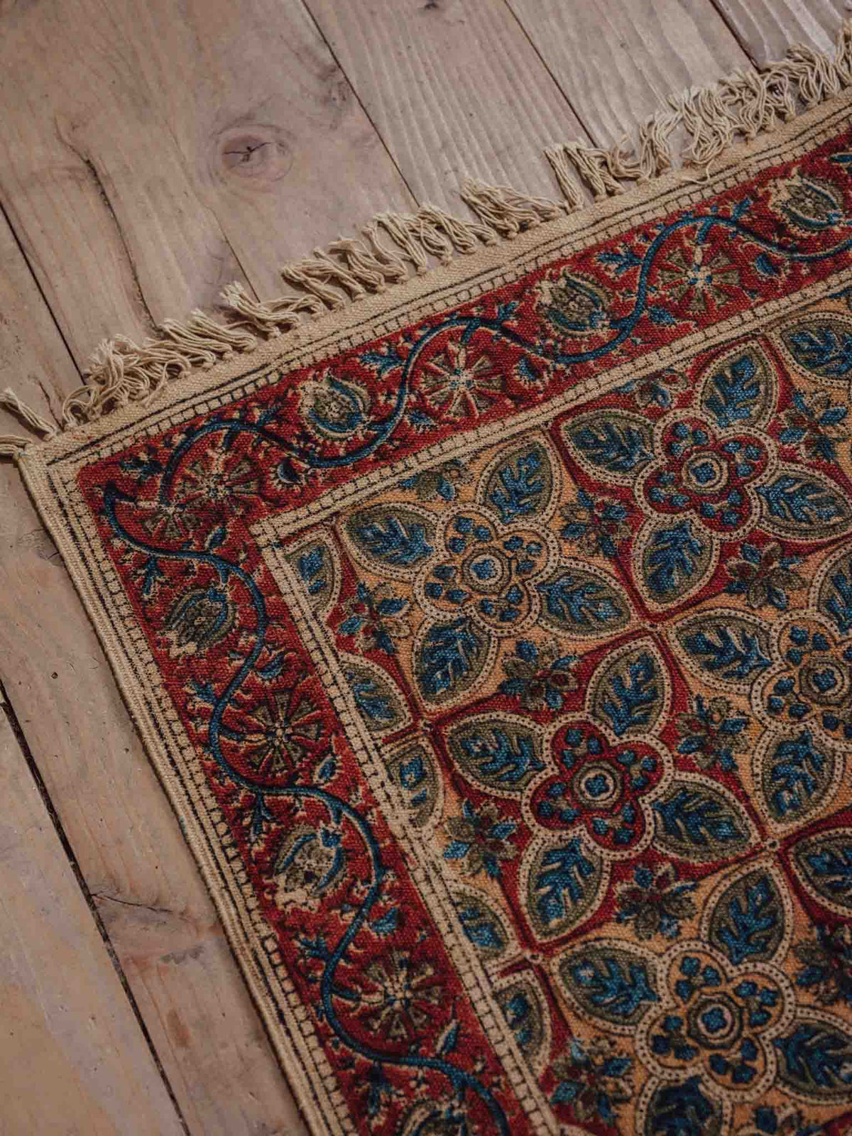Floral Lattice Printed Cotton Rug