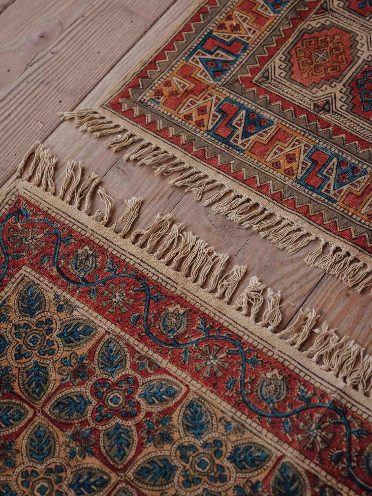 Floral Lattice Printed Cotton Rug