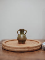 Miniature Two-Handled Green Speckled Pottery Vase
