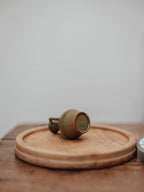 Miniature Two-Handled Green Speckled Pottery Vase