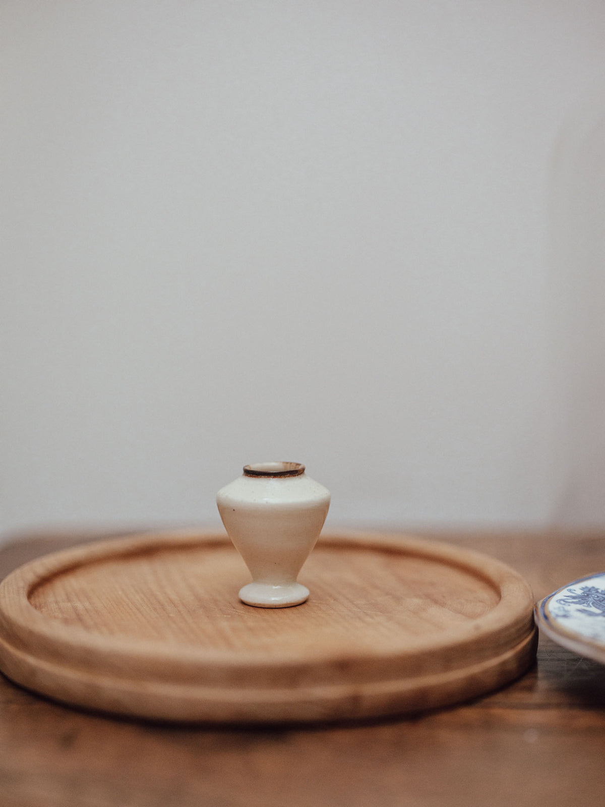 Miniature Cream Glazed Ceramic Vase